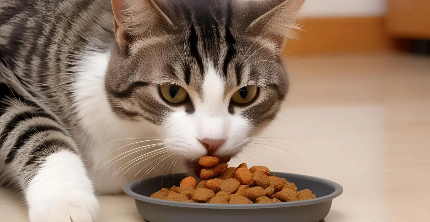 ドライフードを食べる猫