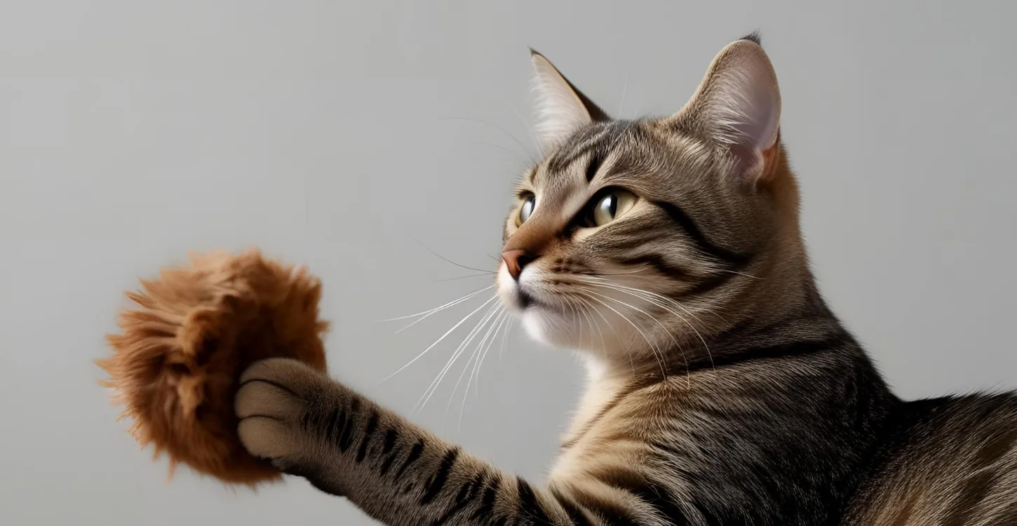 おもちゃを持って遊ぶ猫