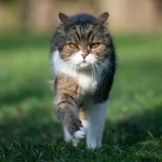 草の上を歩く猫
