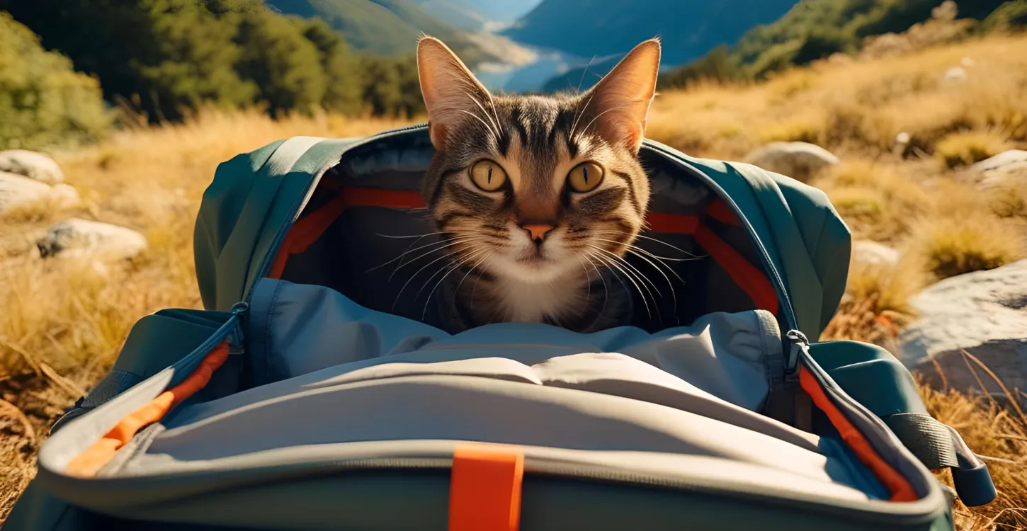 バックパックに入った猫