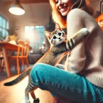 飼い主に甘えて顔をこすりつける甘えん坊な子猫