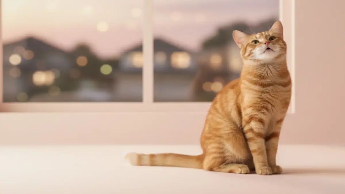 飼い主に体をすり寄せるオス猫の愛着行動と求愛行動の比較イメージ