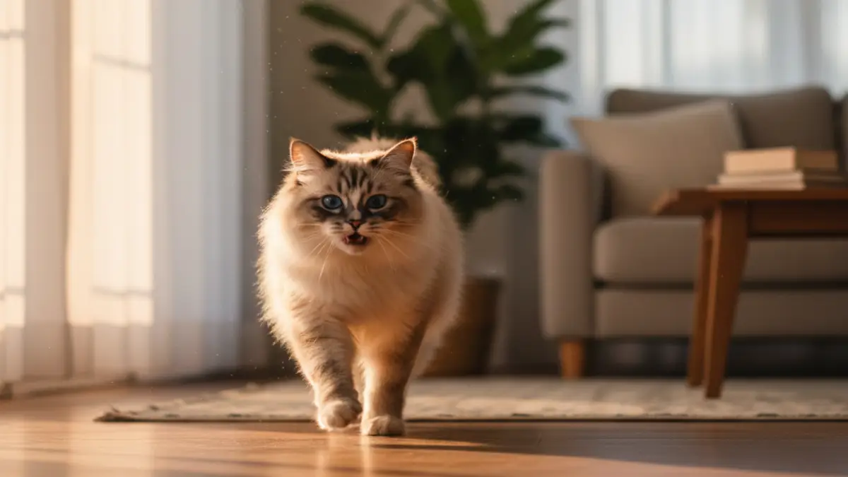 明け方に走り回るラグドールの真空行動