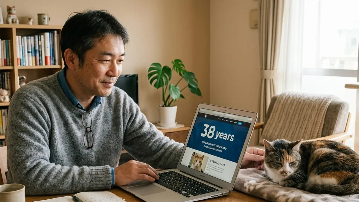 猫 ギネス年齢の世界最高齢記録をイメージした長寿猫の画像